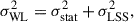 Mathematical equation: $$ \begin{aligned} \sigma_\text{WL}^2 = \sigma _\text{stat}^2 + \sigma _\text{LSS}^2, \end{aligned} $$