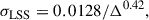 Mathematical equation: $$ \begin{aligned} \sigma _\text{LSS} = 0.0128/\Delta ^{0.42} , \end{aligned} $$