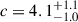 Mathematical equation: $ c= 4.1_{-1.0}^{+1.1} $