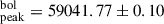 Mathematical equation: $ _{\mathrm{peak}}^{\mathrm{bol}} = 59041.77 \pm 0.10 $