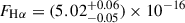 Mathematical equation: $ F_{\mathrm{H\alpha}} = (5.02_{-0.05}^{+0.06})\times10^{-16} $
