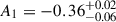 Mathematical equation: $ A_1 = -0.36^{+0.02}_{-0.06} $