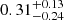 Mathematical equation: $ 0.31^{+0.13}_{-0.24} $