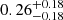 Mathematical equation: $ 0.26^{+0.18}_{-0.18} $