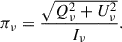 Mathematical equation: $$ \begin{aligned} \pi _\nu = \frac{\sqrt{Q^2_\nu + U^2_\nu }}{I_\nu }. \end{aligned} $$