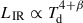 Mathematical equation: $ L_{\mathrm{IR}} \propto T_{\mathrm{d}}^{4+\beta} $
