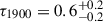 Mathematical equation: $ \tau_{1900} = 0.6^{+0.2}_{-0.2} $