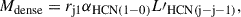 Mathematical equation: $$ \begin{aligned} M_{\rm dense}=r_{\rm j1} \alpha _{\rm HCN(1{-}0)} L\prime _{\rm HCN(j-j-1)}, \end{aligned} $$