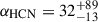 Mathematical equation: $ \alpha_{\mathrm{HCN}}=32_{-13}^{+89} $