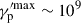 Mathematical equation: $ \gamma^{\prime\mathrm{max}}_{\mathrm{p}}\sim10^9 $