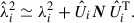 Mathematical equation: $ \hat{\lambda}_i^2 \simeq \lambda_i^2 + \hat{U}_i\boldsymbol{N}\,\hat{U}_i^{\mathrm{T}}. $