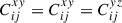 Mathematical equation: $ C_{ij}^{xy}=C_{ij}^{xy}=C_{ij}^{yz} $