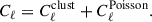 Mathematical equation: $$ \begin{aligned} C_{\ell } = C_{\ell }^\mathrm{clust} + C_{\ell }^\mathrm{Poisson}. \end{aligned} $$