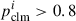 Mathematical equation: $ p_{\mathrm{clm}}^{i} > 0.8 $