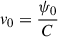 Mathematical equation: $ v_0 = \frac{\psi_0}{C} $
