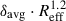 $ \delta_{\mathrm{avg}}\cdot R_{\mathrm{eff}}^{1.2} $