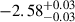 $ -2.58^{+0.03}_{-0.03} $