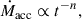 Mathematical equation: $$ \begin{aligned} \dot{M}_{\rm {acc}} \propto t^{-n}, \end{aligned} $$