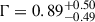 Mathematical equation: $ \Gamma = 0.89^{+0.50}_{-0.49} $