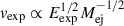 Mathematical equation: $ v_\mathrm{{exp}} \propto E_\mathrm{{exp}}^{1/2} M_\mathrm{{ej}}^{-1/2} $
