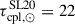 Mathematical equation: $ \tau_{\mathrm{cpl, \odot}}^{\mathrm{SL20}} = 22 $