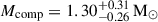 Mathematical equation: $ M_{\mathrm{comp}} = 1.30^{+0.31}_{-0.26} \, \mathrm{M}_\odot $