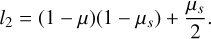 Mathematical equation: l_2=(1-\mu)(1 - \mu_s) + \frac{\mu_s}{2}.