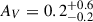 Mathematical equation: $ A_V = 0.2_{-0.2}^{+0.6} $