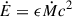 Mathematical equation: $$ \begin{aligned} \dot{E}&= \epsilon \dot{M} c^2 \end{aligned} $$