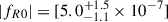 Mathematical equation: $ {|f_{R0}|}=[5.0^{+ 1.5}_{-1.1} \times 10^{-7}] $