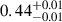 Mathematical equation: $ 0.44^{+0.01}_{-0.01} $