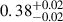 Mathematical equation: $ 0.38^{+0.02}_{-0.02} $