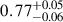 Mathematical equation: $ 0.77^{+0.05}_{-0.06} $