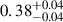 Mathematical equation: $ 0.38^{+0.04}_{-0.04} $