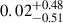Mathematical equation: $ 0.02^{+0.48}_{-0.51} $
