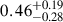 Mathematical equation: $ 0.46^{+0.19}_{-0.28} $
