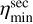 Mathematical equation: $\[\eta_{\mathrm{min}}^{\mathrm{sec}}\]$