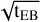 Mathematical equation: $\[\delta_{\mathrm{EB}} ~\sqrt{\mathrm{t}_{\mathrm{EB}}}\]$