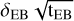 Mathematical equation: $\[\delta_{\mathrm{EB}} ~\sqrt{\mathrm{t}_{\mathrm{EB}}}\]$