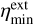 Mathematical equation: $\[\eta_{\text {min}}^{\text {ext}}\]$