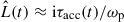 Mathematical equation: $ \hat{L}(t)\approx\mathrm{i} \tau_{\mathrm{acc}}(t)/\omega_{\mathrm{p}} $