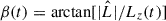 Mathematical equation: $ \beta(t) = \arctan[|\hat L|/L_z(t)] $