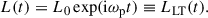 Mathematical equation: $$ \begin{aligned} L(t)=L_0\exp (\mathrm{i} \omega _{\rm p} t)\equiv L_\mathrm{LT} (t). \end{aligned} $$
