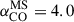 Mathematical equation: $ \alpha^{\mathrm{MS}}_{\mathrm{CO}} = 4.0 $
