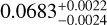 Mathematical equation: $0.0683_{-0.0024}^{+0.0022}$