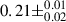 Mathematical equation: $ 0.21\pm^{0.01}_{0.02} $