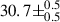 Mathematical equation: $ 30.7\pm^{0.5}_{0.5} $