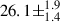 Mathematical equation: $ 26.1\pm^{1.9}_{1.4} $