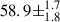 Mathematical equation: $ 58.9\pm^{1.7}_{1.8} $