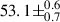 Mathematical equation: $ 53.1\pm^{0.6}_{0.7} $